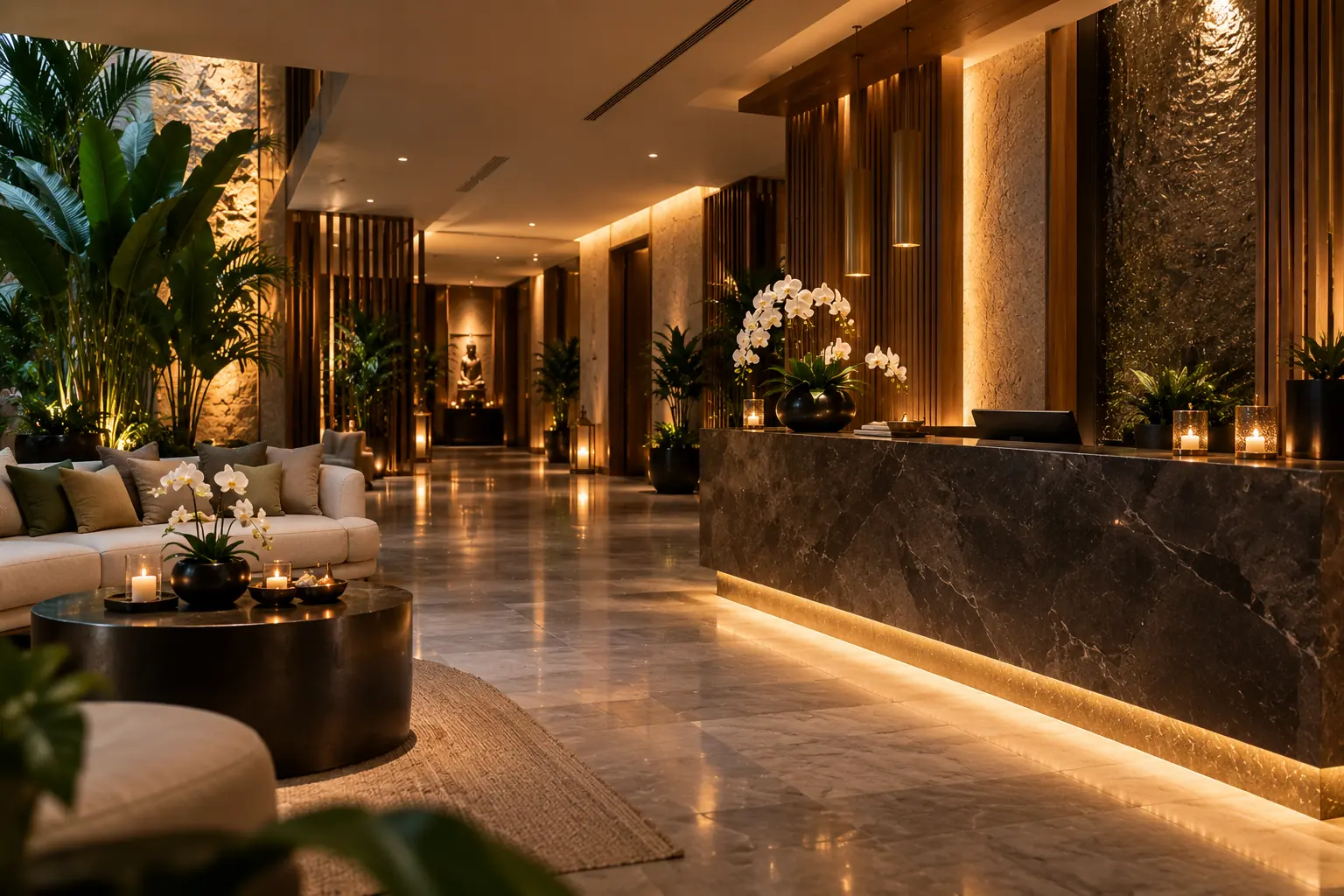 Reception lounge at New Sun Thai Spa, Liwan