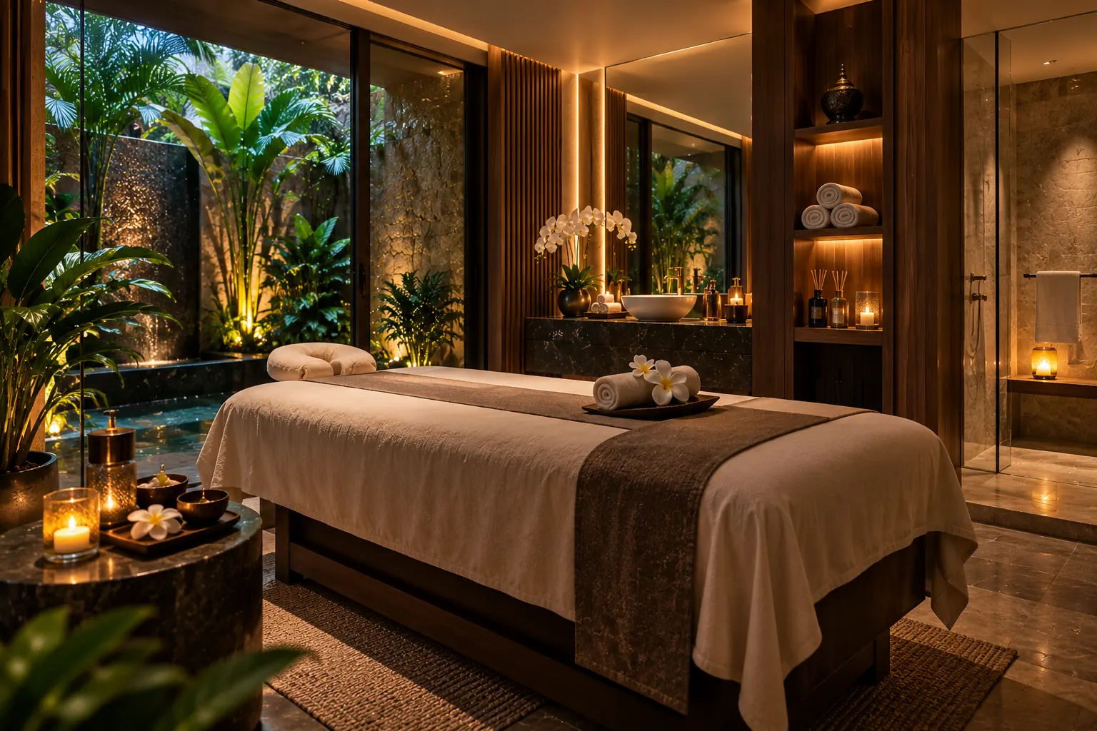 Private treatment room at New Sun Thai Spa in Liwan, Dubai